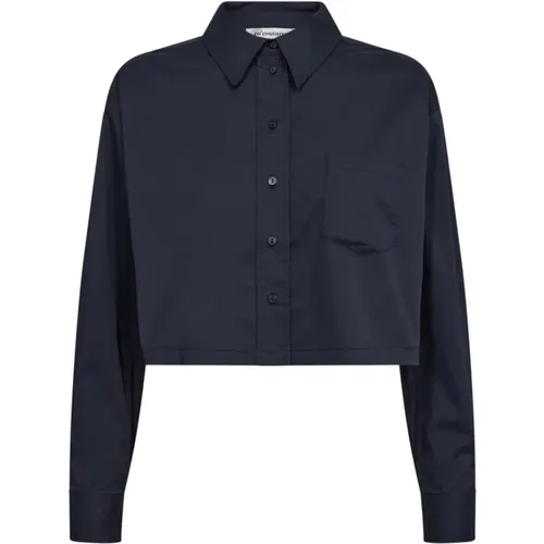 Navy Cottoncc Crisp Crop Shirt Bluse - Co'Couture - Modalova