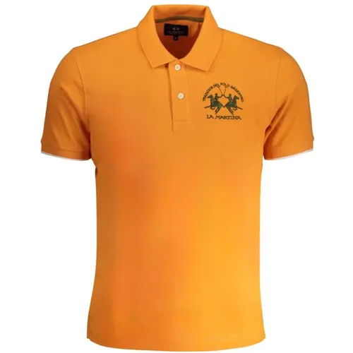 Orangefarbenes Baumwoll-Poloshirt mit kurzen Ärmeln - LA MARTINA - Modalova