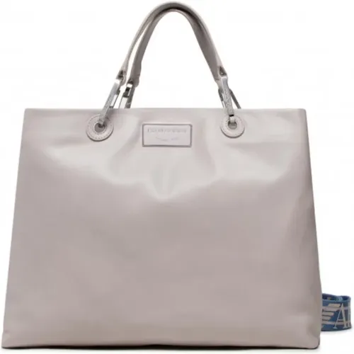 Lilla Handtasche mit Verstellbarem, Abnehmbarem All Over Logo Schulterriemen , Damen, Größe: ONE Size - Emporio Armani - Modalova
