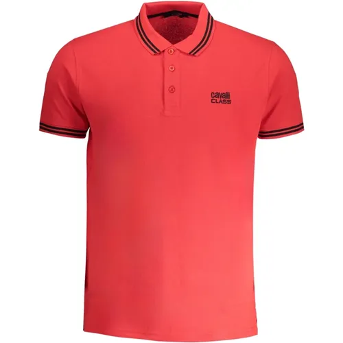 Rotes Poloshirt Mit Kurzen Ärmeln Besticktes Logo , Herren, Größe: XL - Cavalli Class - Modalova