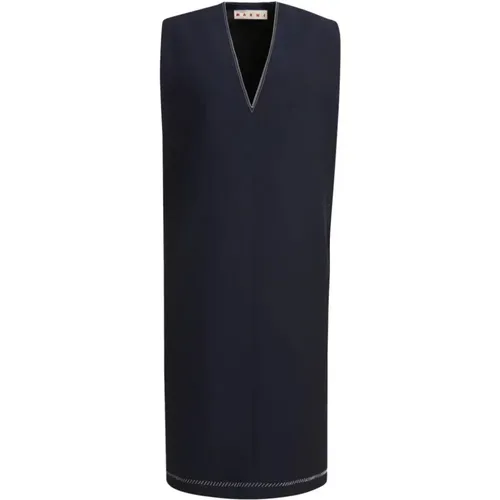 Navy Woll Shift Kleid Marni - Marni - Modalova