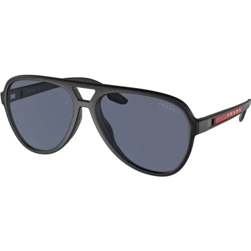Sonnenbrille für Männer, Schwarz/Blau Kombination , Herren, Größe: 59 MM - Prada - Modalova