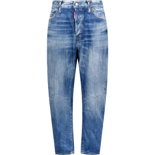 Blaue Cropped Denim Jeans , Herren, Größe: 2XL - Dsquared2 - Modalova