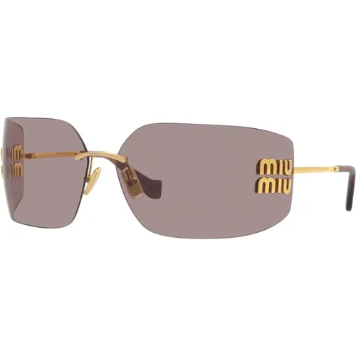 Gold/Light Violet Sunglasses SMU 54Ys , female, Sizes: ONE SIZE - Miu Miu - Modalova