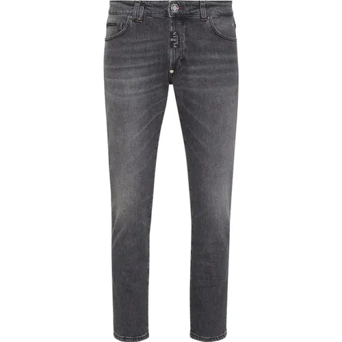 Slim-Fit Graue Jeans für Männer , Herren, Größe: W34 - Philipp Plein - Modalova