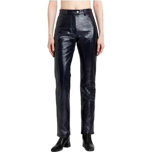 Blaue Vinyl 5-Pocket Hose , Damen, Größe: M - Courrèges - Modalova