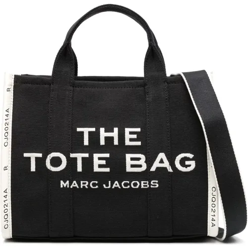 Schwarze Mittlere Tote Tasche mit Logo,Schwarze Jacquard Medium Tote Tasche - Marc Jacobs - Modalova