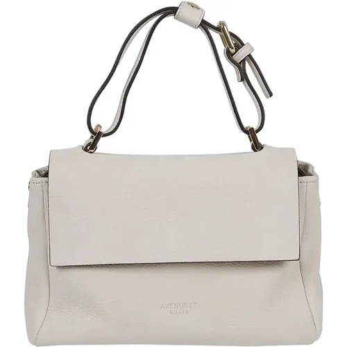 Cream Suede Bag with Shoulder Strap , female, Sizes: ONE SIZE - Avenue 67 - Modalova