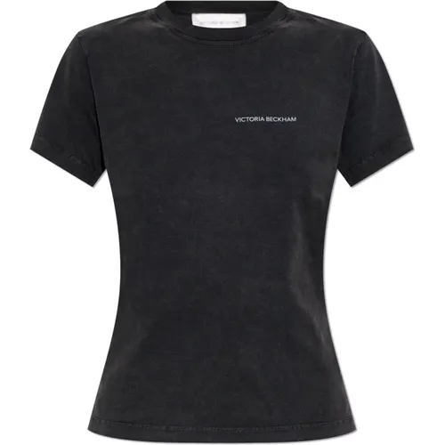 T-Shirt mit Logo , Damen, Größe: S - Victoria Beckham - Modalova