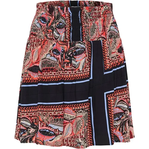 Black Paisley Flowers Skirt , female, Sizes: XL - Saint Tropez - Modalova