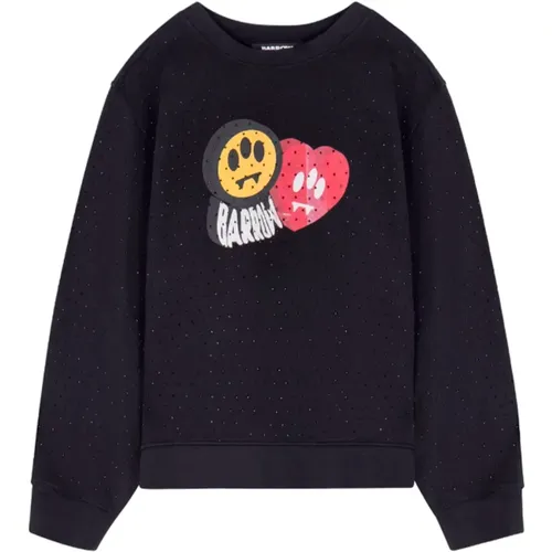 Sweatshirt mit Vintage-Print und Strass , Damen, Größe: M - BARROW - Modalova