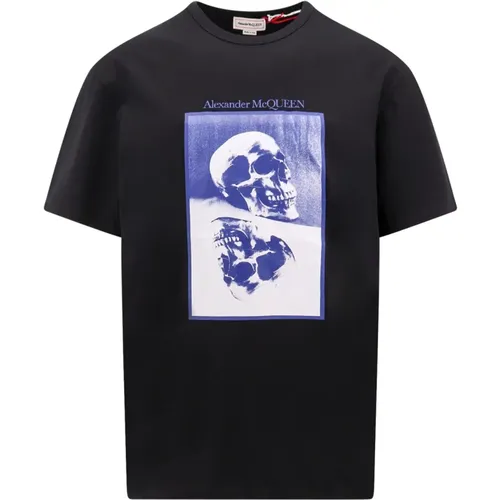 Cotton T-Shirt with Reflected Skull Print , male, Sizes: M, S - alexander mcqueen - Modalova