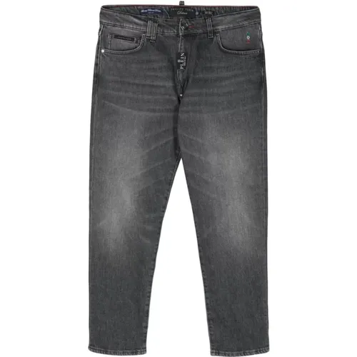 Silbergraue Slim-Fit Detroit Jeans , Herren, Größe: W32 - Philipp Plein - Modalova