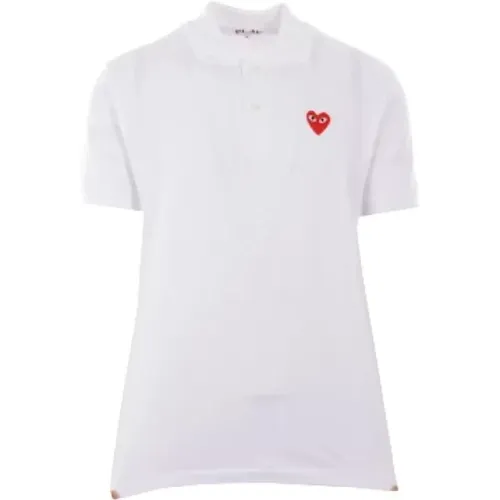 Weißes Polo-Shirt mit Herz-Logo , Herren, Größe: XL - Comme des Garçons Play - Modalova