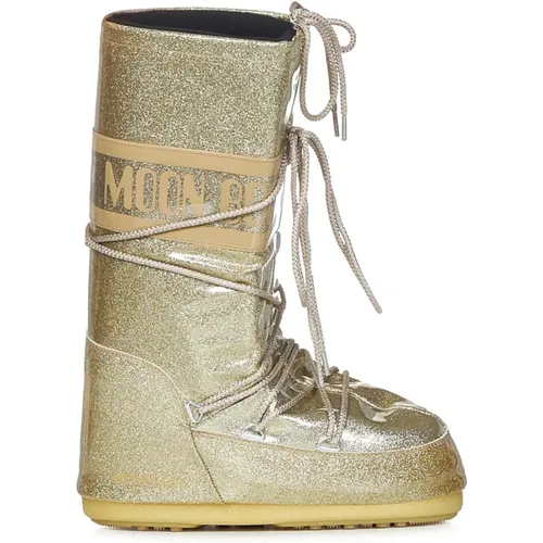 Golden Glitter Slip-on Boots , female, Sizes: 6 UK - moon boot - Modalova