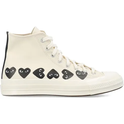 White Multi Heart Hi-Top Sneakers , male, Sizes: 5 UK - Comme des Garçons Play - Modalova