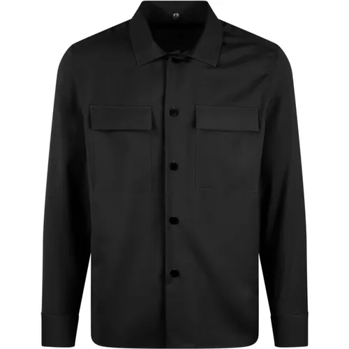Tropical Wool Shirt Jacket , male, Sizes: L - Low Brand - Modalova