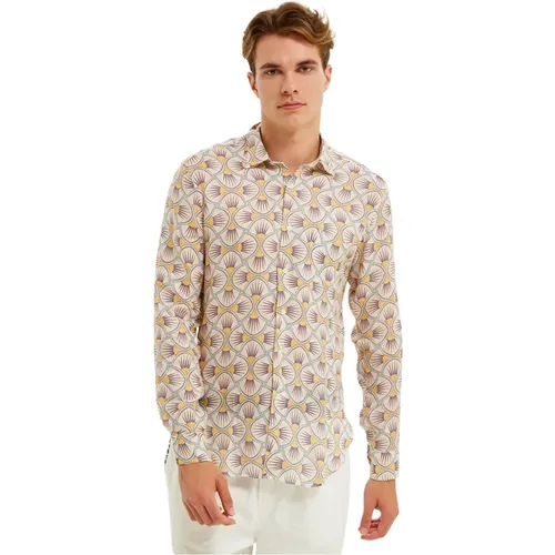 Mediterranean Tile Print Linen Shirt , male, Sizes: L, M, 2XL, S, XL - Peninsula - Modalova