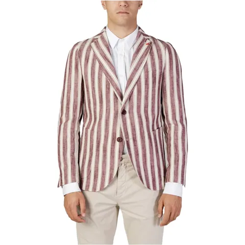 Gestreifter Bordeaux Knopfblazer Frühling/Sommer , Herren, Größe: S - Mulish - Modalova