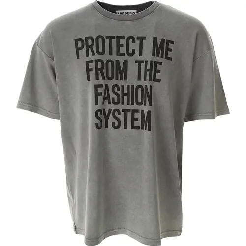 Fashion System Print Protect Me T-Shirt , Herren, Größe: XL - Moschino - Modalova