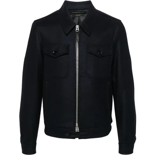 Navy Blaue Wolljacke Klassischer Stil - Tom Ford - Modalova