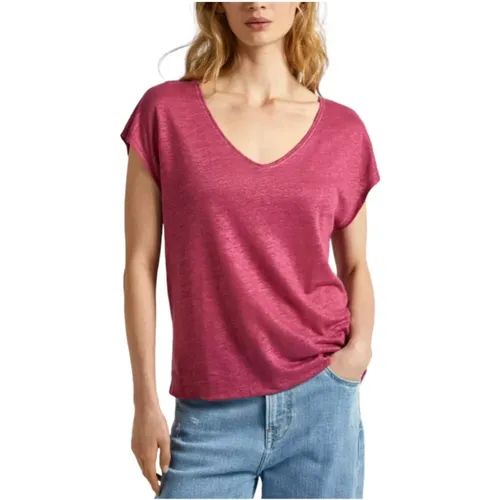 Fuchsia Lottie T-shirt , Damen, Größe: M - Pepe Jeans - Modalova