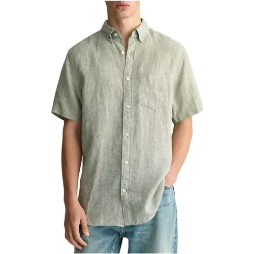 Linen Short Sleeve Shirt , male, Sizes: S, 2XL, M, XL, 4XL, L, 3XL - Gant - Modalova