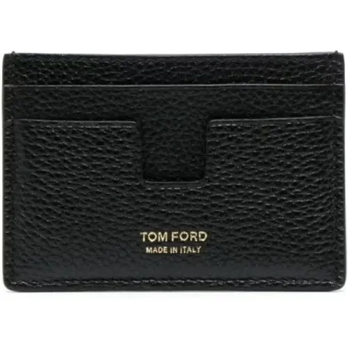 Grained Leather Card Holder , male, Sizes: ONE SIZE - Tom Ford - Modalova