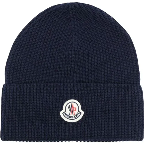Logo Cotton Beanie Hat , male, Sizes: ONE SIZE - Moncler - Modalova