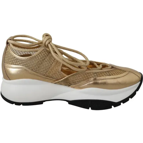 Golden Glamour Mesh Leather Sneakers , female, Sizes: 3 UK - Jimmy Choo - Modalova