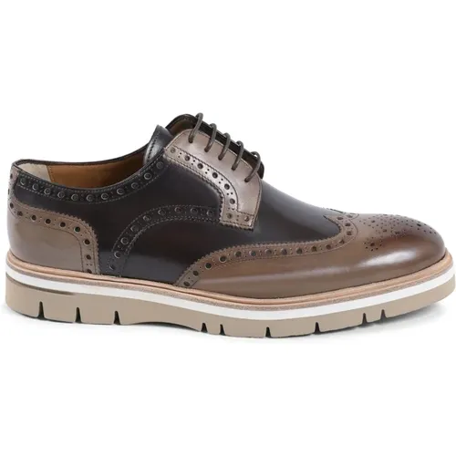 Luxuriöse Leder Brogue Schuhe mit Gummisohle , Herren, Größe: 41 1/2 EU - Dee Ocleppo - Modalova