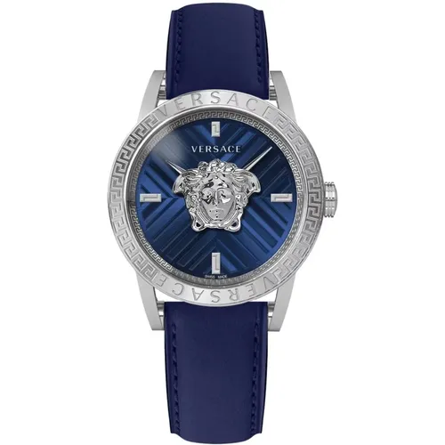 Blau und Silber V-Code Restyling Uhr - Versace - Modalova
