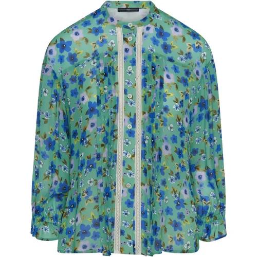 Gladden - Jade blouse with pleated front in floral viscose , Damen, Größe: XS - High - Modalova