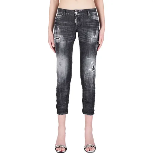 Jennifer Cropped Jeans - Dunkelgrau, Größe 36 , Damen, Größe: S - Dsquared2 - Modalova