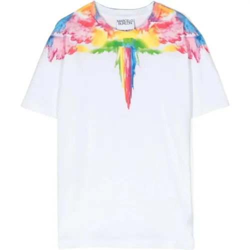 Bunte Flügel T-Shirt,Colordust Wings Regular T-Shirt - Marcelo Burlon - Modalova