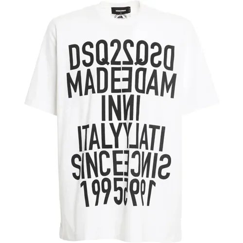 Reverse Print Logo T-Shirt , male, Sizes: S, M - Dsquared2 - Modalova