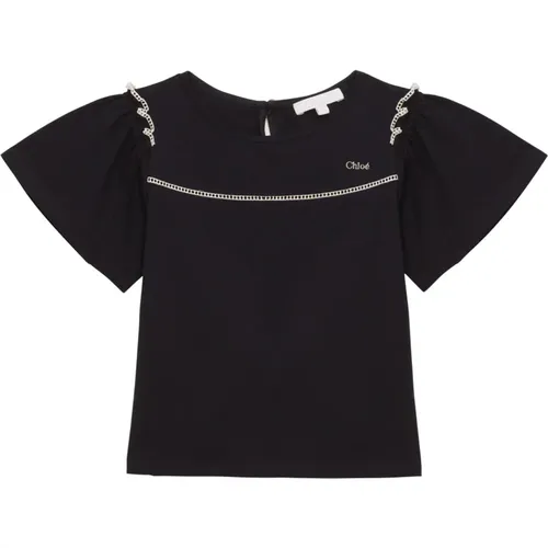 Kurzarm Rundhals T-Shirt , Damen, Größe: 116 CM - Chloé - Modalova