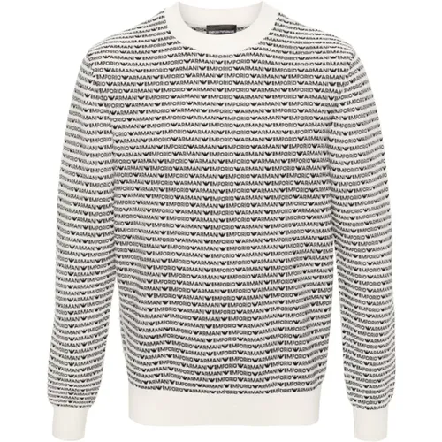 Beige Sweaters mit Intarsia-Stricklogo , Herren, Größe: L - Emporio Armani - Modalova