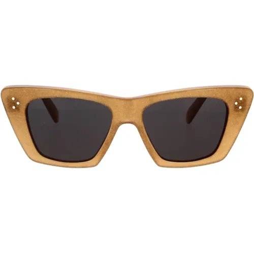 Geometric Sunglasses with Glitter Frame and Organic Grey Lenses , female, Sizes: 51 MM - Celine - Modalova
