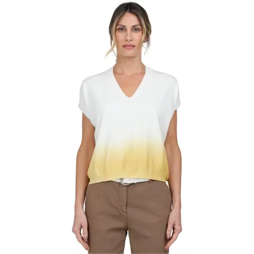 Short Sleeve Ombre T-shirt , female, Sizes: L, M - Gran Sasso - Modalova