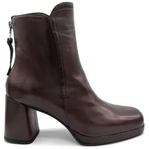 Coffee Leather Ankle Boot with Zipper , female, Sizes: 7 UK, 2 UK, 3 UK - Mara Bini - Modalova