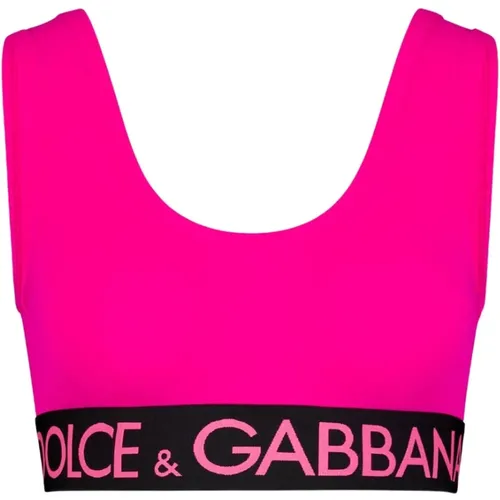 Logo Detailed Cropped Top , female, Sizes: S, 2XS, XS - Dolce & Gabbana - Modalova