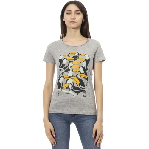 Kurzarm Rundhals T-Shirt , Damen, Größe: M - Trussardi - Modalova