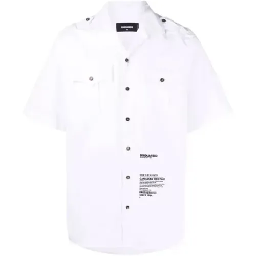 Weißes Cuban Collar Hemd Ss22 , Herren, Größe: M - Dsquared2 - Modalova