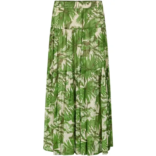 Sunsetll Maxi Skirt Green , female, Sizes: S - Lollys Laundry - Modalova