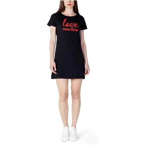 Print Logo Short Dress , female, Sizes: S, M, 2XS, XS - Love Moschino - Modalova
