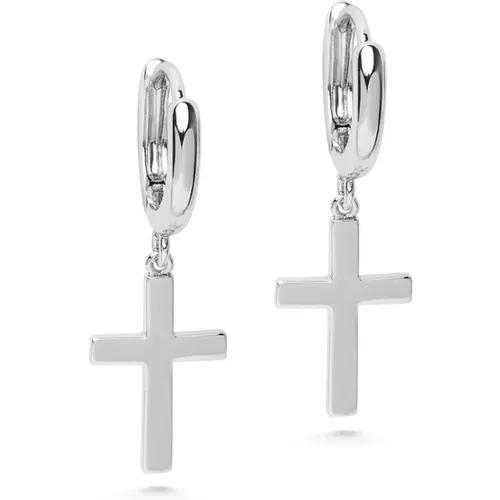 Mens Small Cross Earrings in Silver - Nialaya - Modalova