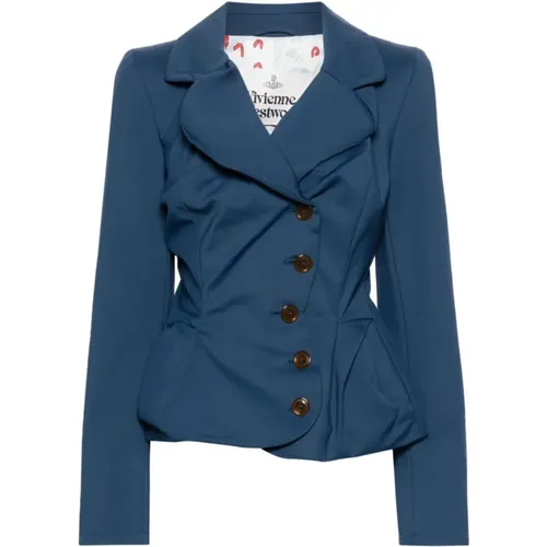 Blaue Asymmetrische Jacke Gesammelte Details , Damen, Größe: M - Vivienne Westwood - Modalova