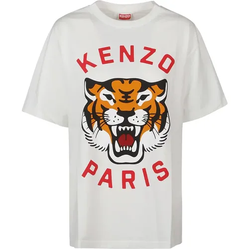 Tiger Print Oversized Tee , Damen, Größe: XS - Kenzo - Modalova