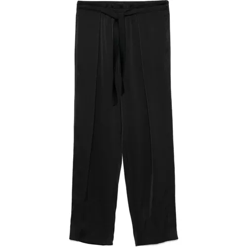 Schwarze Satinhose Seitlicher Reißverschluss,Schwarze Satinhose - Emporio Armani - Modalova